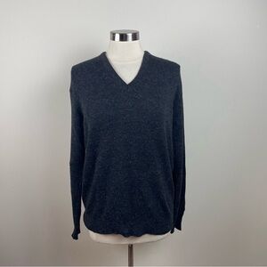 Robert Bruce Black Gray Colorful Knit V Neck Sweater Men Size Large USA Vintage